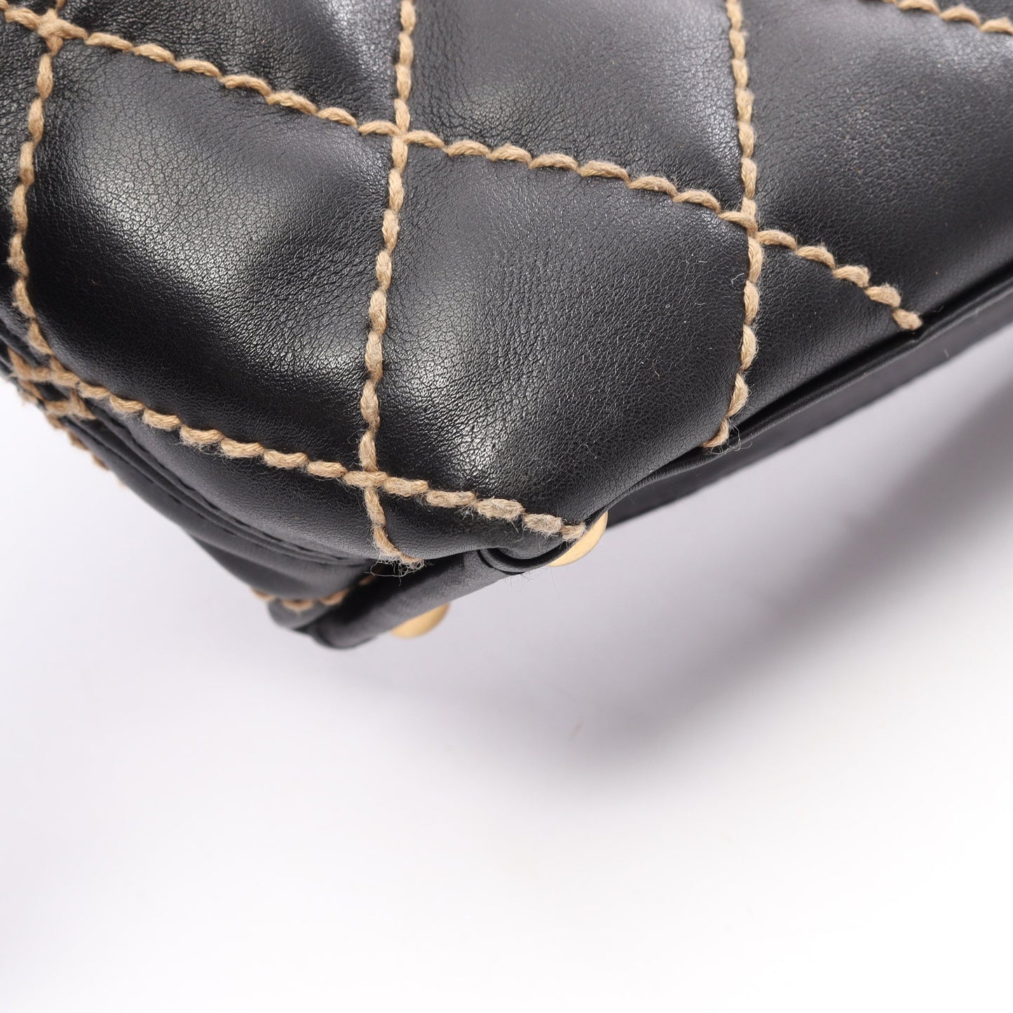 ワイルドステッチ ハンドバッグ トートバッグ レザー ブラック ゴールド金具 シャネル バッグ CHANEL