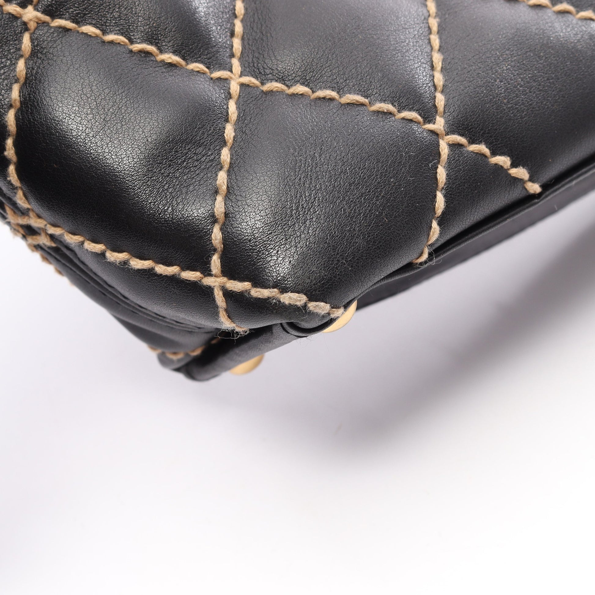 ワイルドステッチ ハンドバッグ トートバッグ レザー ブラック ゴールド金具 シャネル バッグ CHANEL