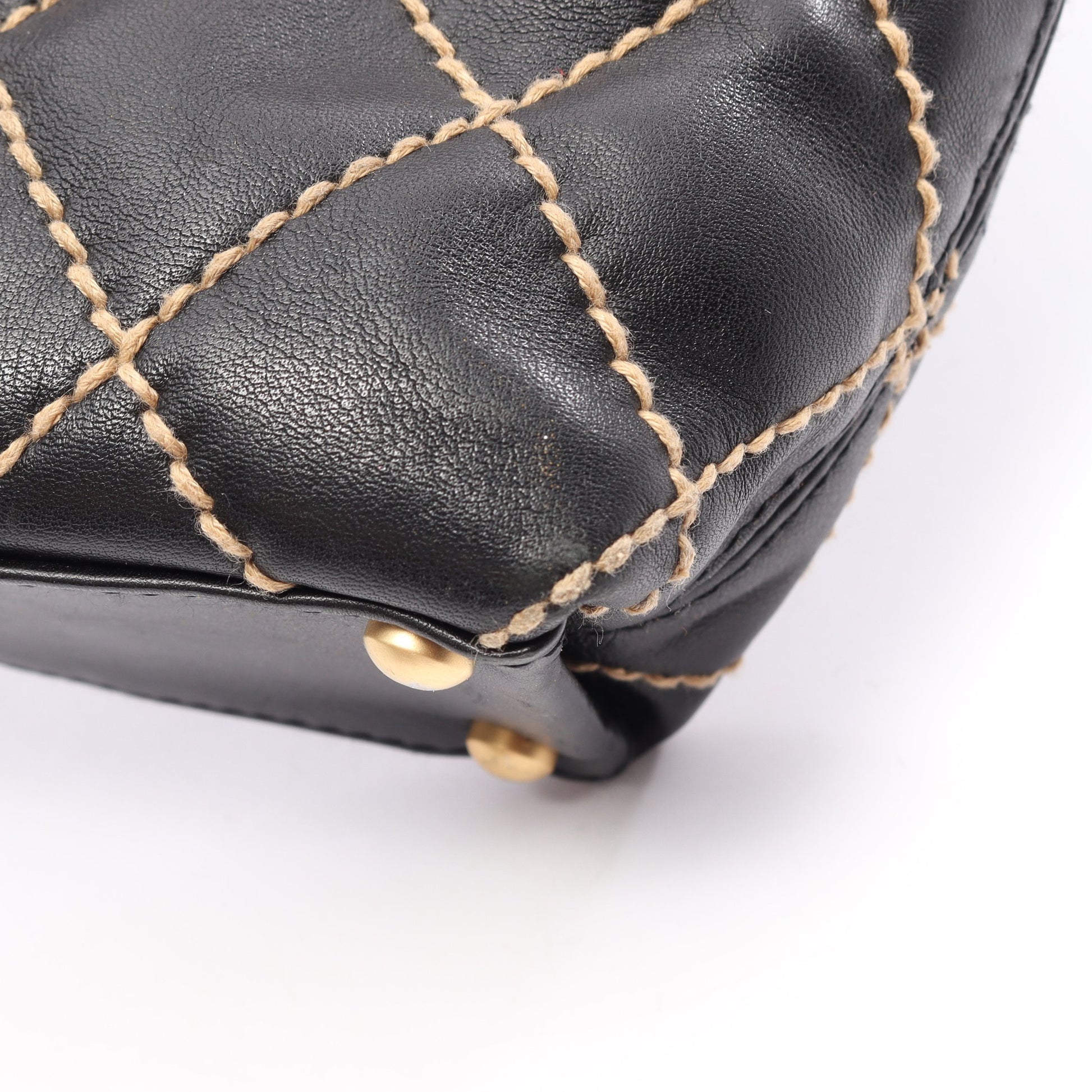 ワイルドステッチ ハンドバッグ トートバッグ レザー ブラック ゴールド金具 シャネル バッグ CHANEL