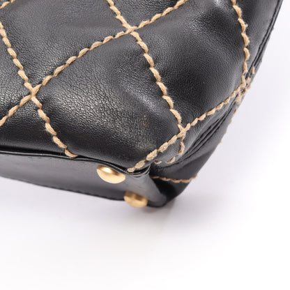 ワイルドステッチ ハンドバッグ トートバッグ レザー ブラック ゴールド金具 シャネル バッグ CHANEL