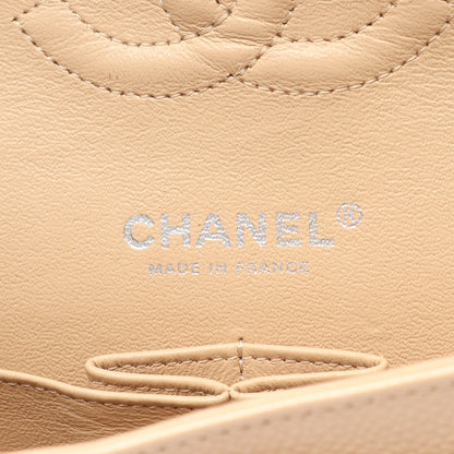マトラッセ Wフラップ Wチェーンショルダーバッグ キャビアスキン ベージュ シルバー金具 シャネル バッグ CHANEL