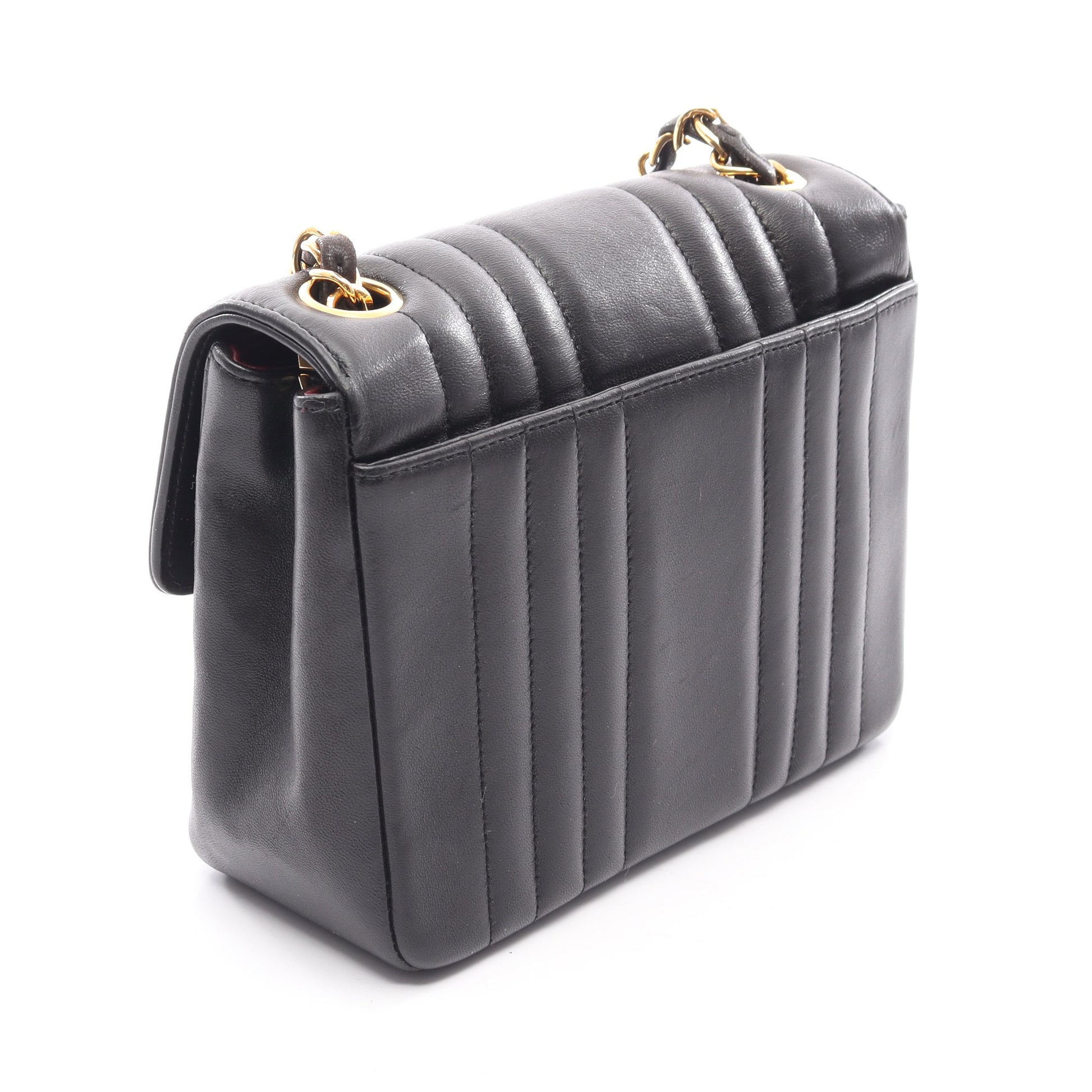 マドモアゼル ミニ チェーンショルダーバッグ ラムスキン ブラック ゴールド金具 シャネル バッグ CHANEL