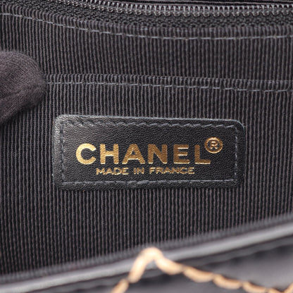 ワイルドステッチ Wチェーンショルダーバッグ レザー ブラック シルバー金具 シャネル バッグ CHANEL