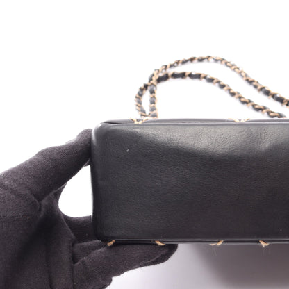 ワイルドステッチ Wチェーンショルダーバッグ レザー ブラック シルバー金具 シャネル バッグ CHANEL