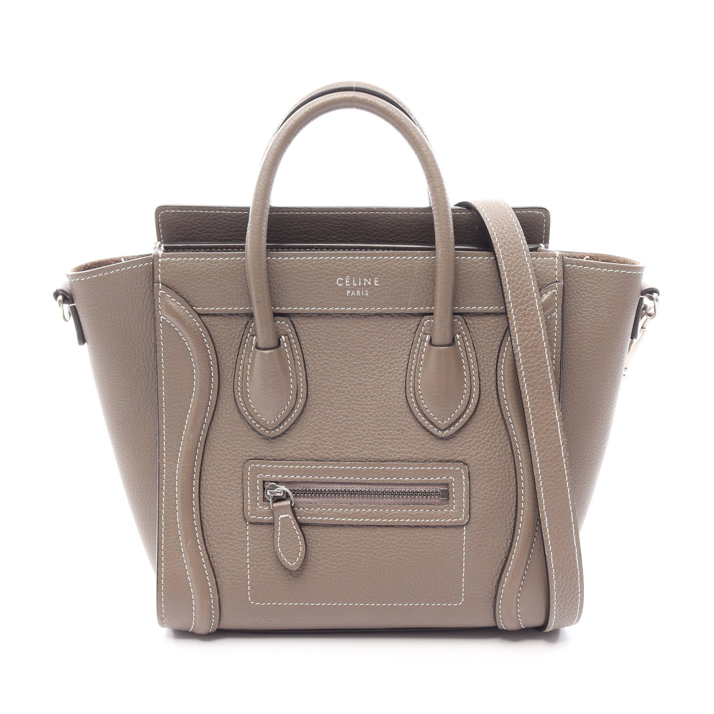 ラゲージ ナノショッパー 2WAY ハンドバッグ レザー グレーブラウン セリーヌ バッグ CELINE