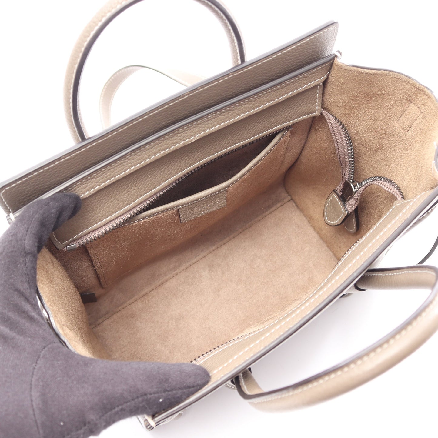 ラゲージ ナノショッパー 2WAY ハンドバッグ レザー グレーブラウン セリーヌ バッグ CELINE