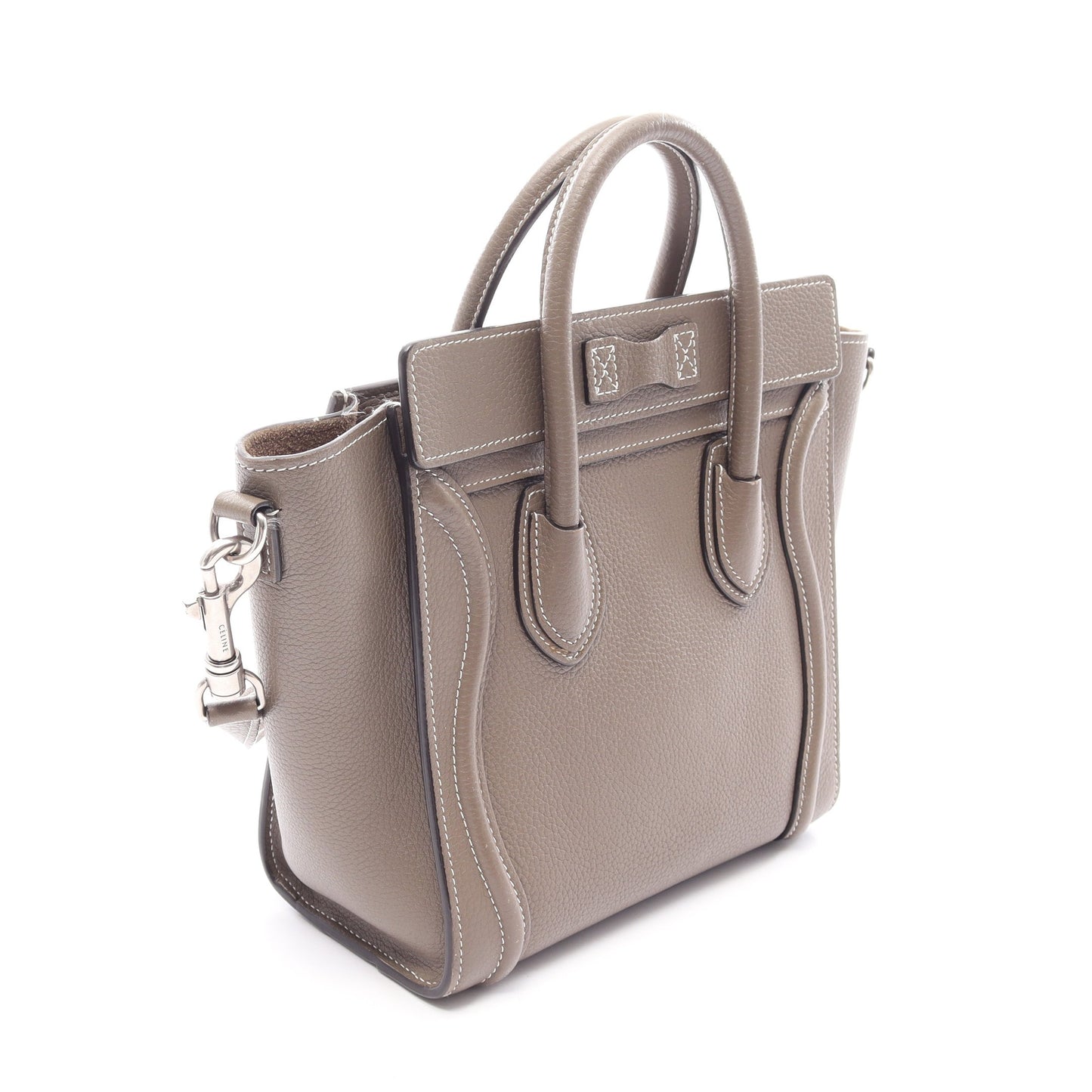 ラゲージ ナノショッパー 2WAY ハンドバッグ レザー グレーブラウン セリーヌ バッグ CELINE