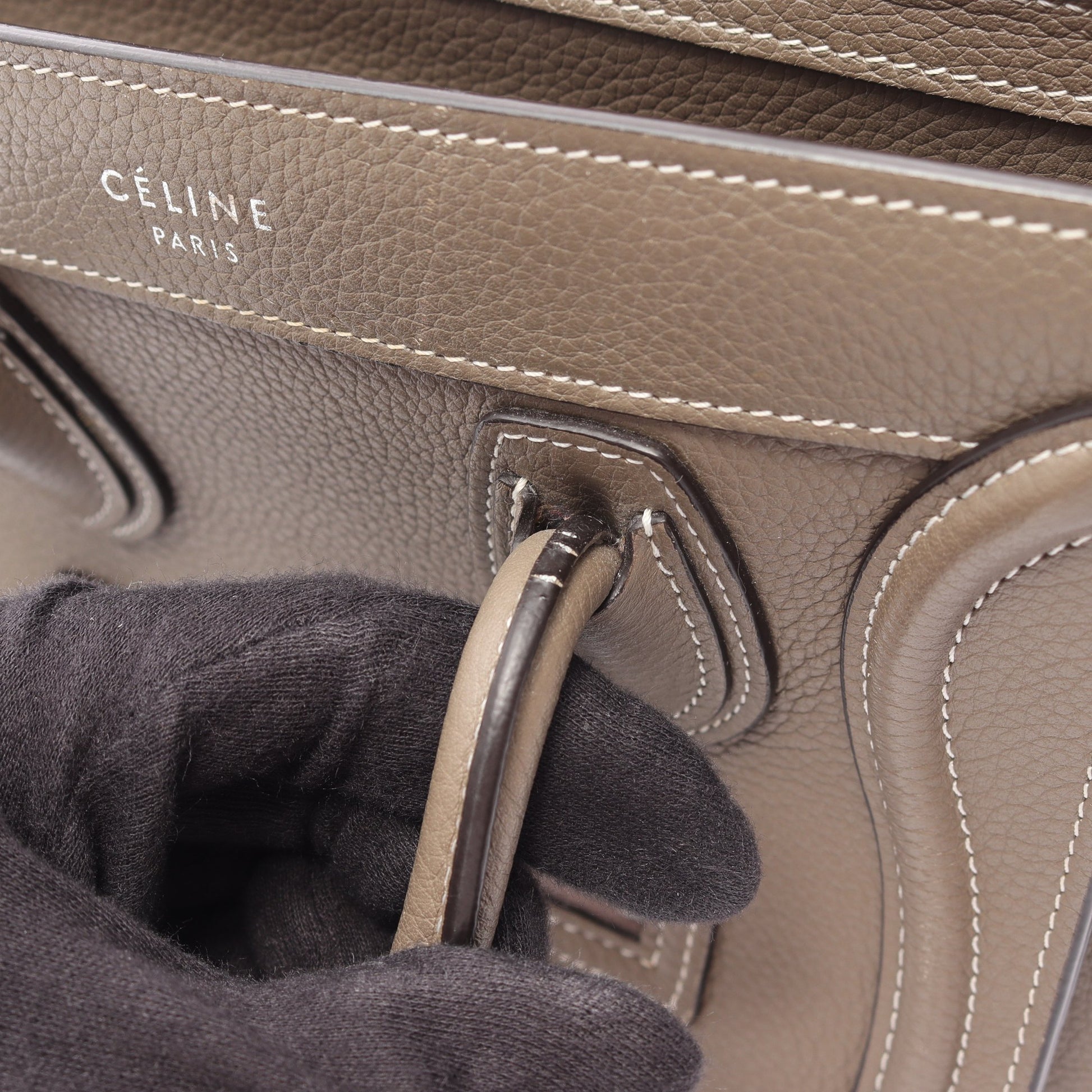 ラゲージ ナノショッパー 2WAY ハンドバッグ レザー グレーブラウン セリーヌ バッグ CELINE