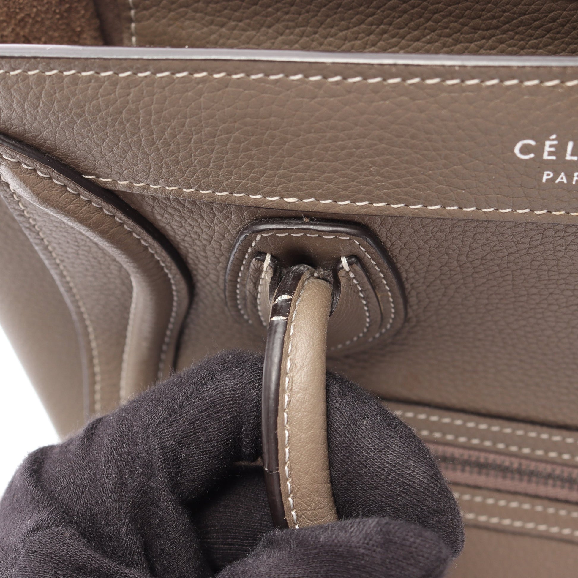 ラゲージ ナノショッパー 2WAY ハンドバッグ レザー グレーブラウン セリーヌ バッグ CELINE