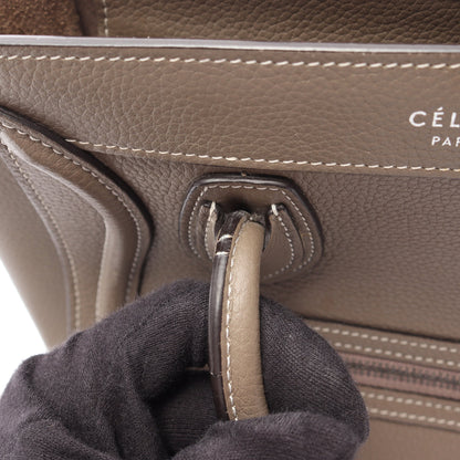 ラゲージ ナノショッパー 2WAY ハンドバッグ レザー グレーブラウン セリーヌ バッグ CELINE
