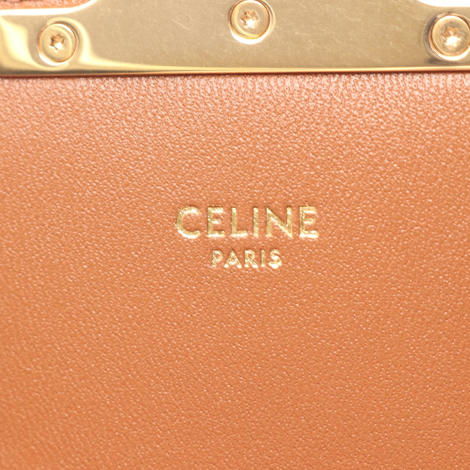 ティーン トリオンフ ショルダーバッグ PVC レザー オフホワイト ベージュ ブラウン セリーヌ バッグ CELINE
