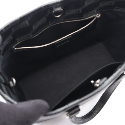 シグネチャー スモール ショッパー 2WAY ハンドバッグ PVC ブラック グレー バレンシアガ バッグ BALENCIAGA