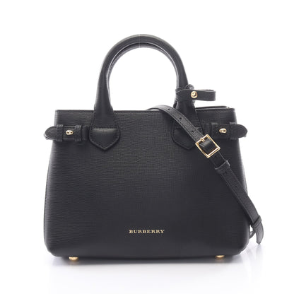 スモールバナー 2WAY ハンドバッグ レザー キャンバス ブラック ライトブラウン マルチカラー バーバリー バッグ BURBERRY