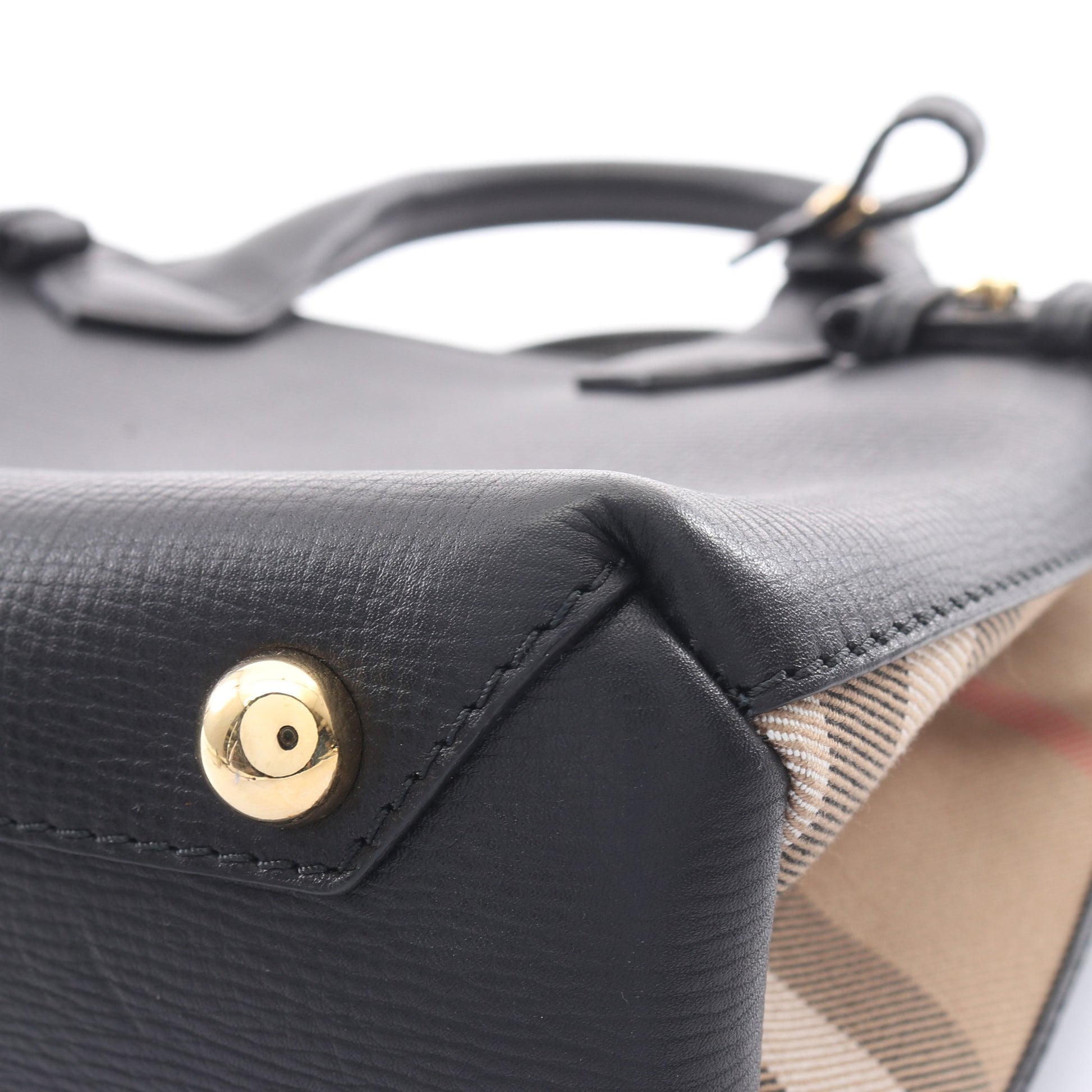 スモールバナー 2WAY ハンドバッグ レザー キャンバス ブラック ライトブラウン マルチカラー バーバリー バッグ BURBERRY