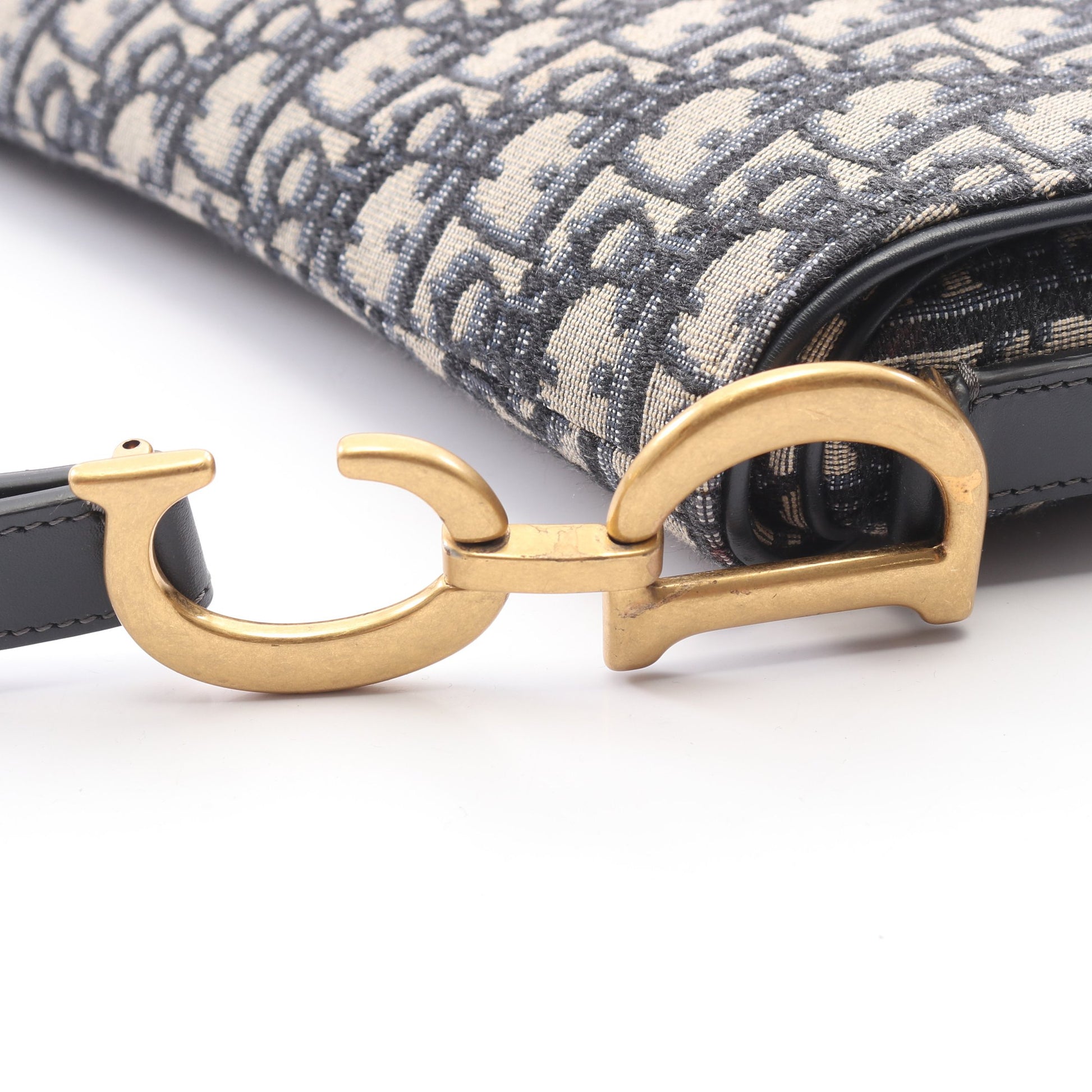 サドルバッグ オブリークジャカード ハンドバッグ キャンバス レザー ベージュ ネイビー クリスチャンディオール バッグ Christian Dior