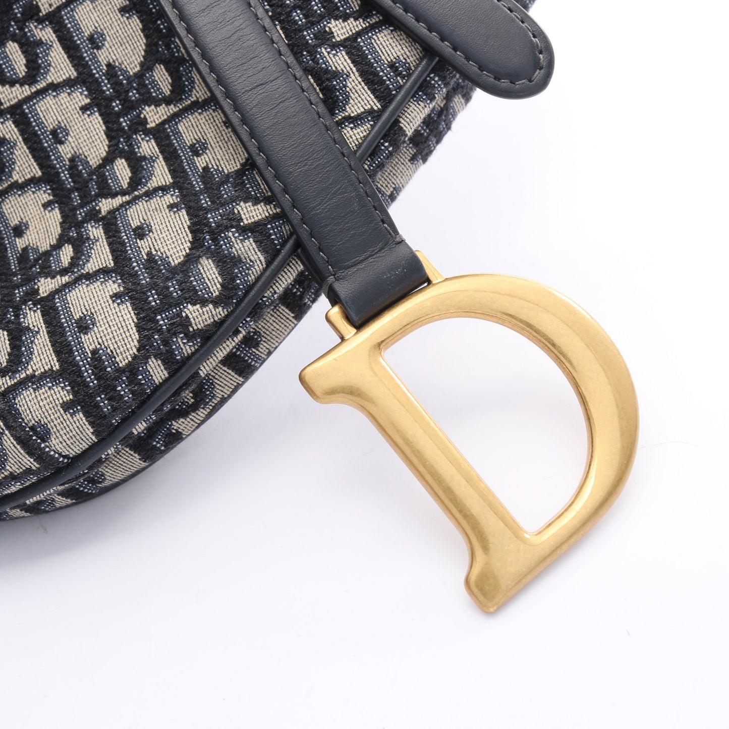 サドルバッグ オブリークジャカード ハンドバッグ キャンバス レザー ベージュ ネイビー クリスチャンディオール バッグ Christian Dior