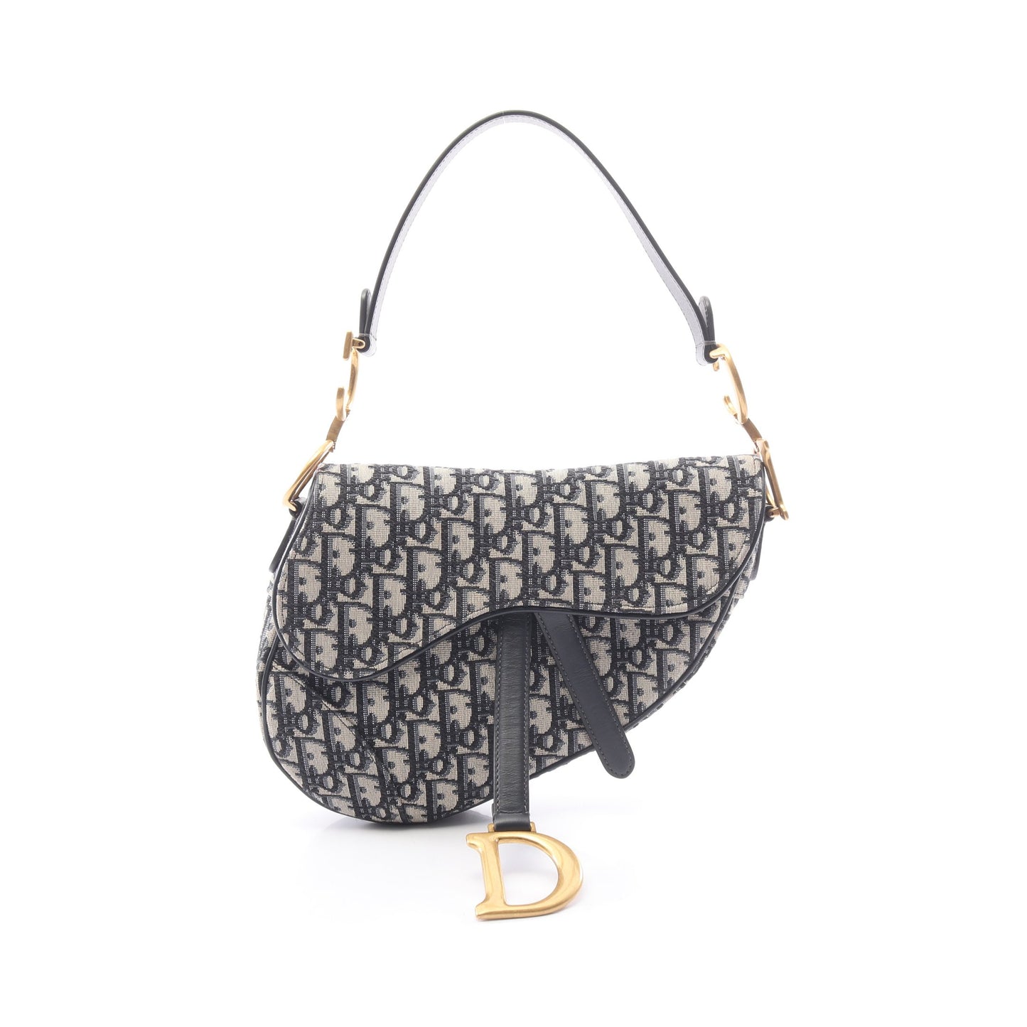 サドルバッグ オブリークジャカード ハンドバッグ キャンバス レザー ベージュ ネイビー クリスチャンディオール バッグ Christian Dior
