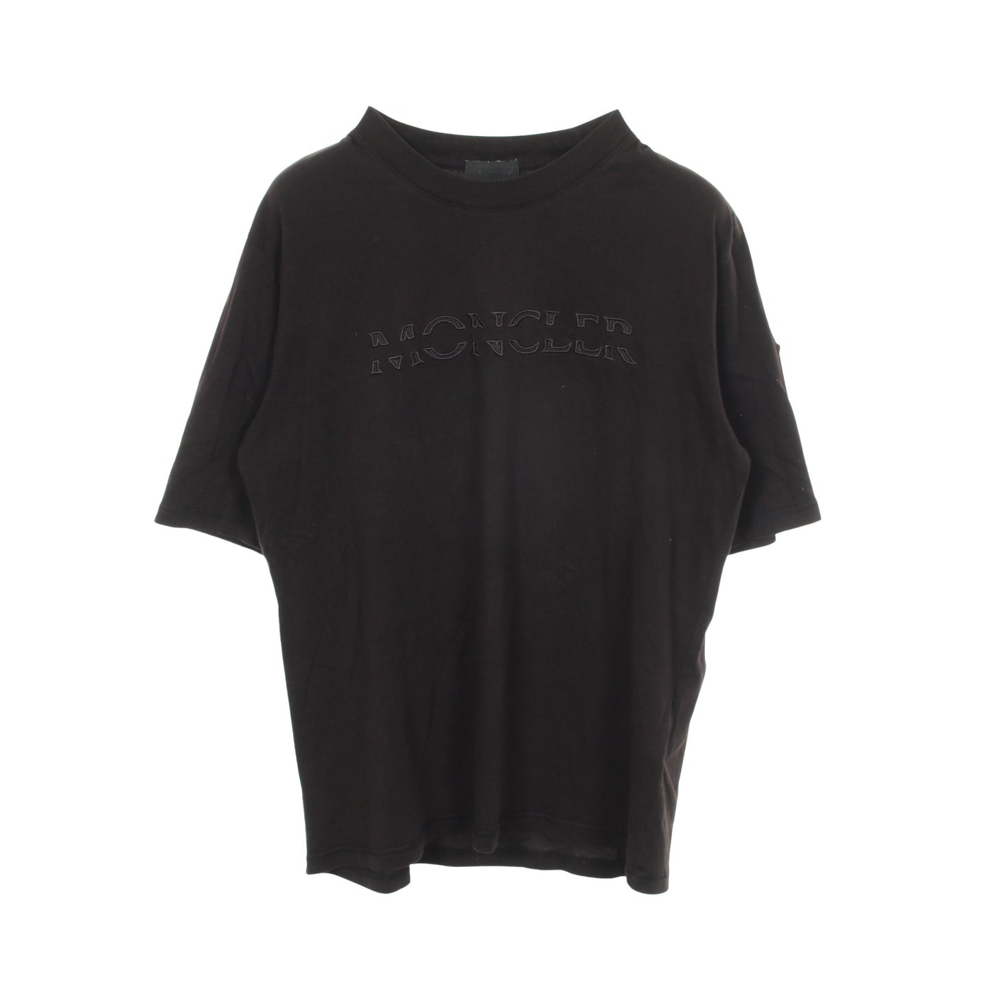 ロゴ刺繍 クルーネック 半袖Tシャツ コットン ブラック モンクレール