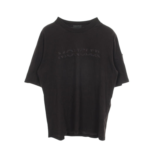 ロゴ刺繍 クルーネック 半袖Tシャツ コットン ブラック モンクレール