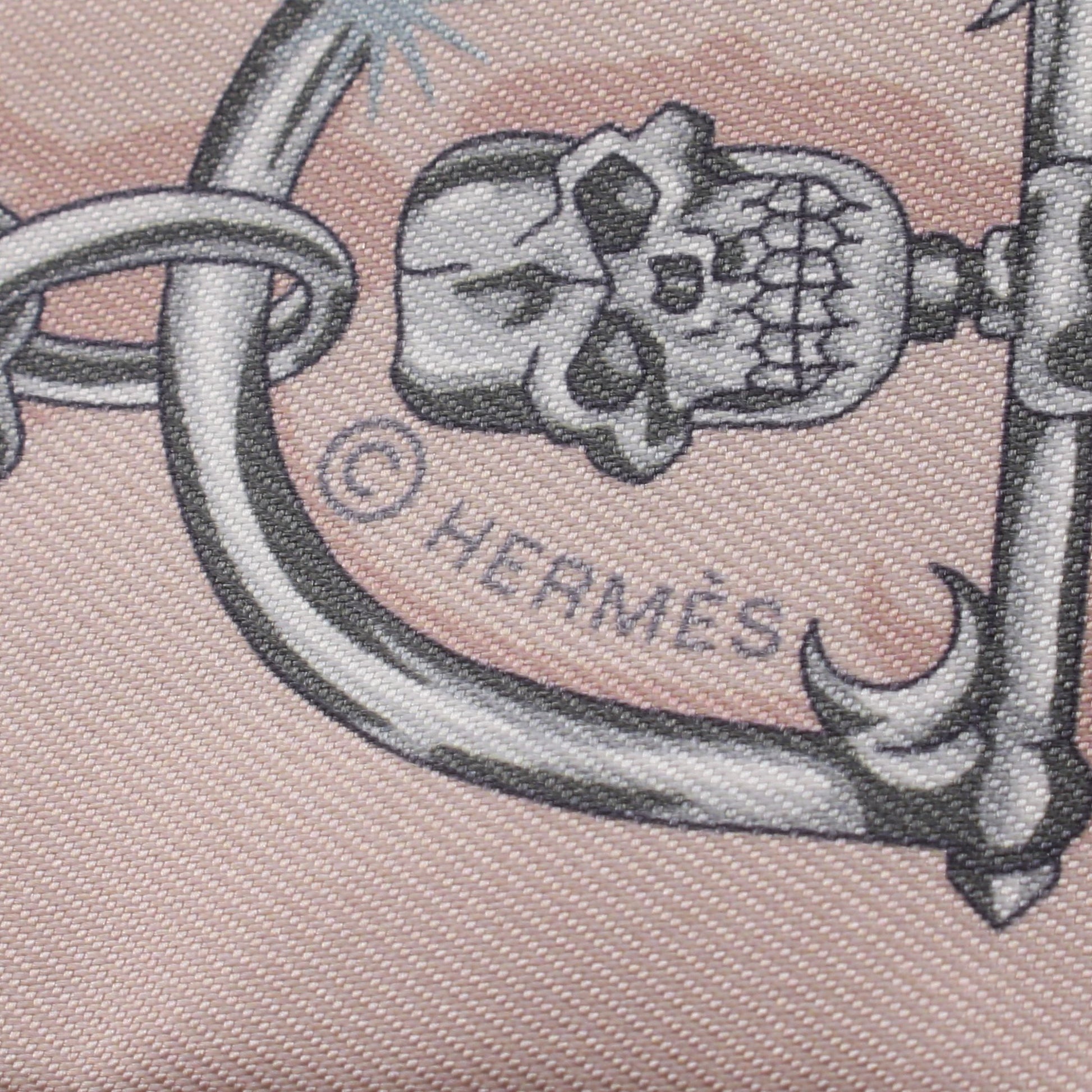 ツイリー C'est La Fete リボン スカーフ シルク ブルーグレー ピンクベージュ エルメス 財布・小物 HERMES