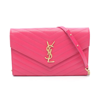 カサンドラ クラシック チェーンウォレット レザー ピンクレッド サンローランパリ バッグ SAINT LAURENT PARIS