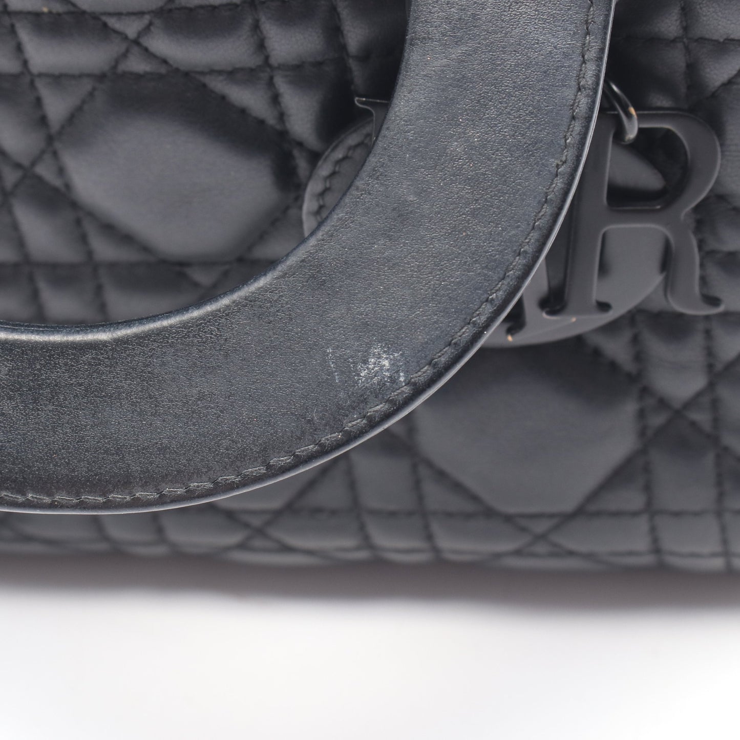 LADY DIOR レディディオール ミニ 2WAY ハンドバッグ レザー ブラック クリスチャンディオール