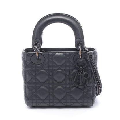 LADY DIOR レディディオール ミニ 2WAY ハンドバッグ レザー ブラック クリスチャンディオール