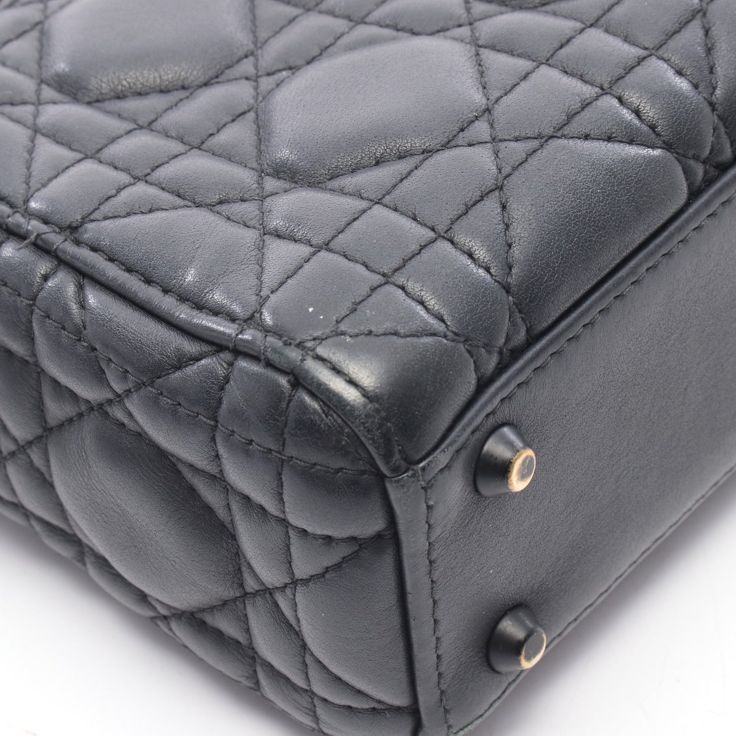 LADY DIOR レディディオール ミニ 2WAY ハンドバッグ レザー ブラック クリスチャンディオール