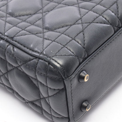 LADY DIOR レディディオール ミニ 2WAY ハンドバッグ レザー ブラック クリスチャンディオール