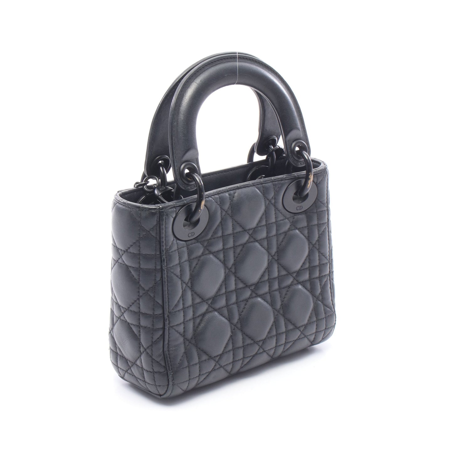 LADY DIOR レディディオール ミニ 2WAY ハンドバッグ レザー ブラック クリスチャンディオール