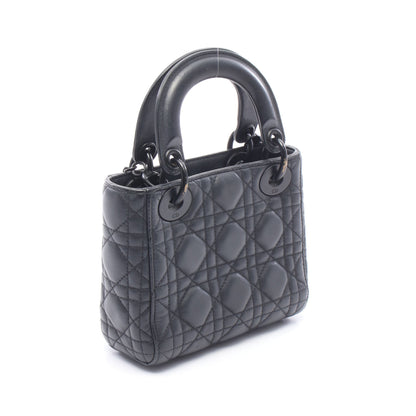 LADY DIOR レディディオール ミニ 2WAY ハンドバッグ レザー ブラック クリスチャンディオール