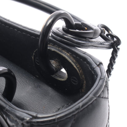 LADY DIOR レディディオール ミニ 2WAY ハンドバッグ レザー ブラック クリスチャンディオール