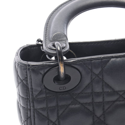 LADY DIOR レディディオール ミニ 2WAY ハンドバッグ レザー ブラック クリスチャンディオール