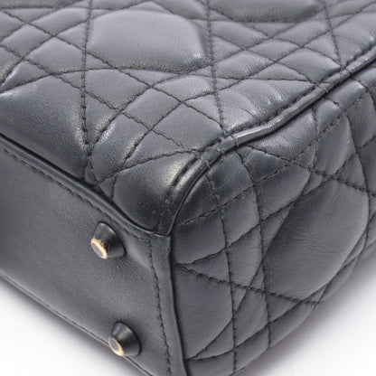 LADY DIOR レディディオール ミニ 2WAY ハンドバッグ レザー ブラック クリスチャンディオール