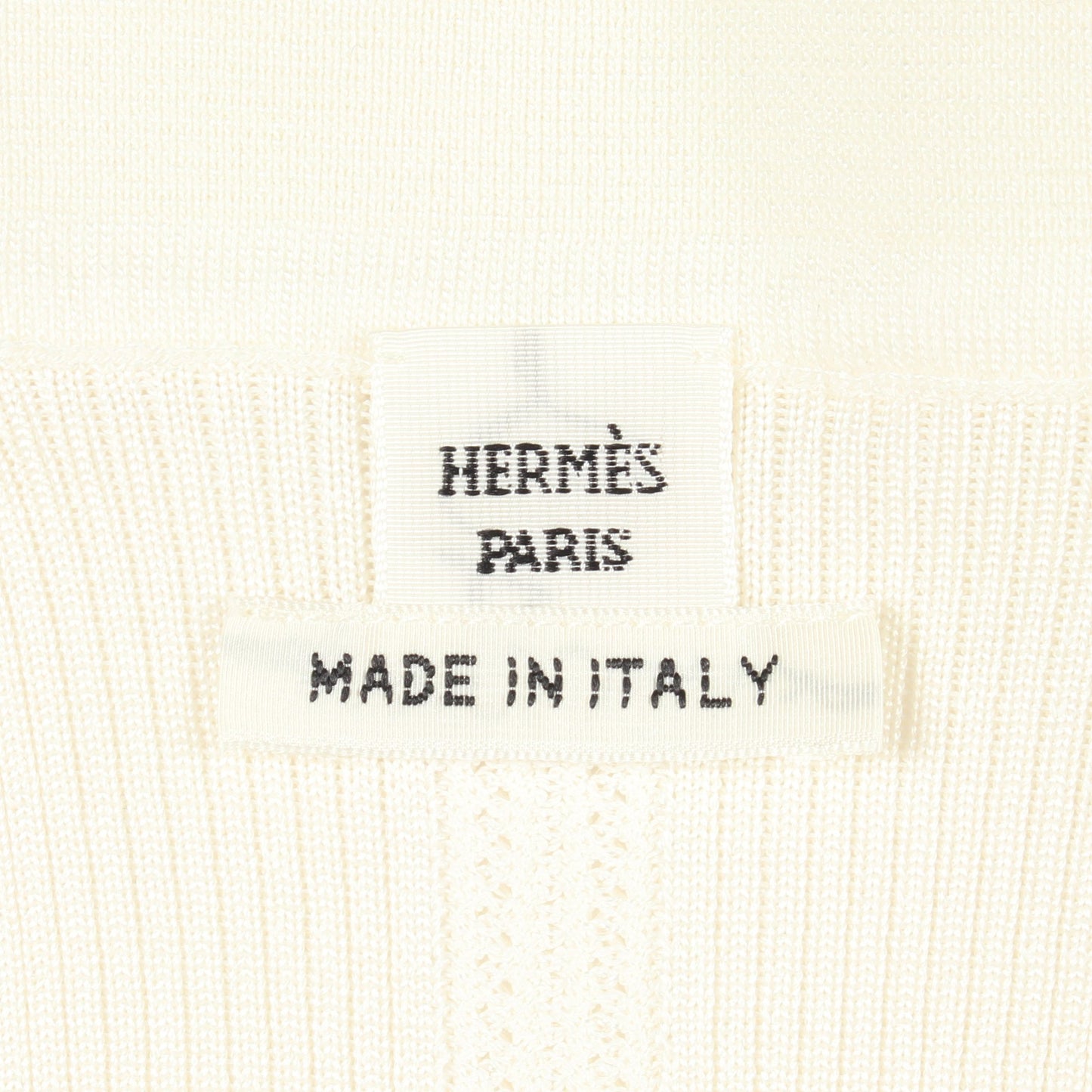 ショートスリーブ ニット ポロシャツ シルク レーヨン コットン オフホワイト エルメス トップス HERMES