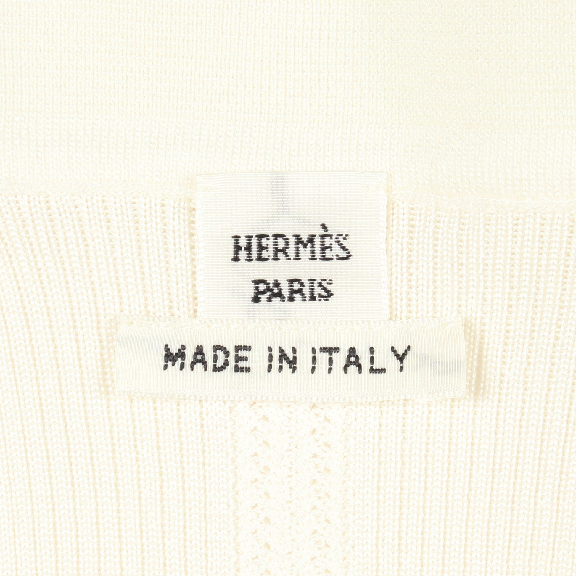ショートスリーブ ニット ポロシャツ シルク レーヨン コットン オフホワイト エルメス トップス HERMES