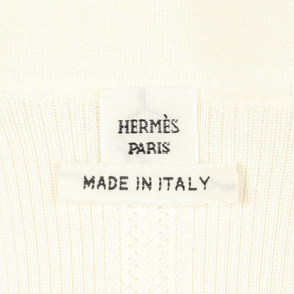ショートスリーブ ニット ポロシャツ シルク レーヨン コットン オフホワイト エルメス トップス HERMES
