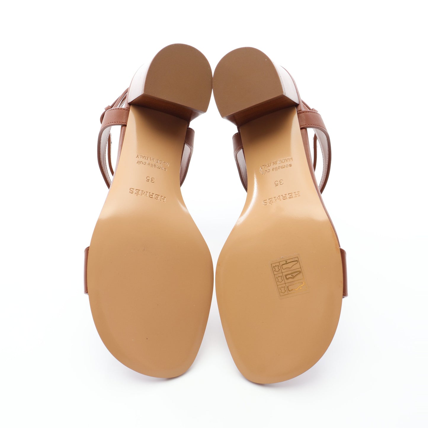 ミラマー50 シェーヌダンクル サンダル レザー ブラウン エルメス シューズ HERMES
