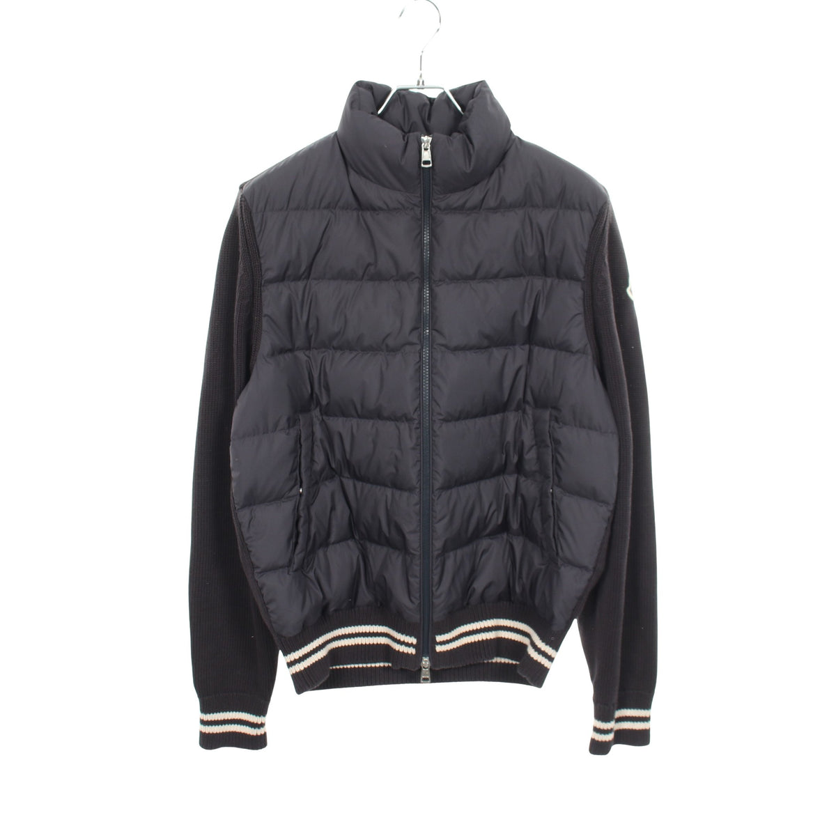 ニット 切替 ダウンジャケット ダークネイビー ホワイト モンクレール アウター MONCLER