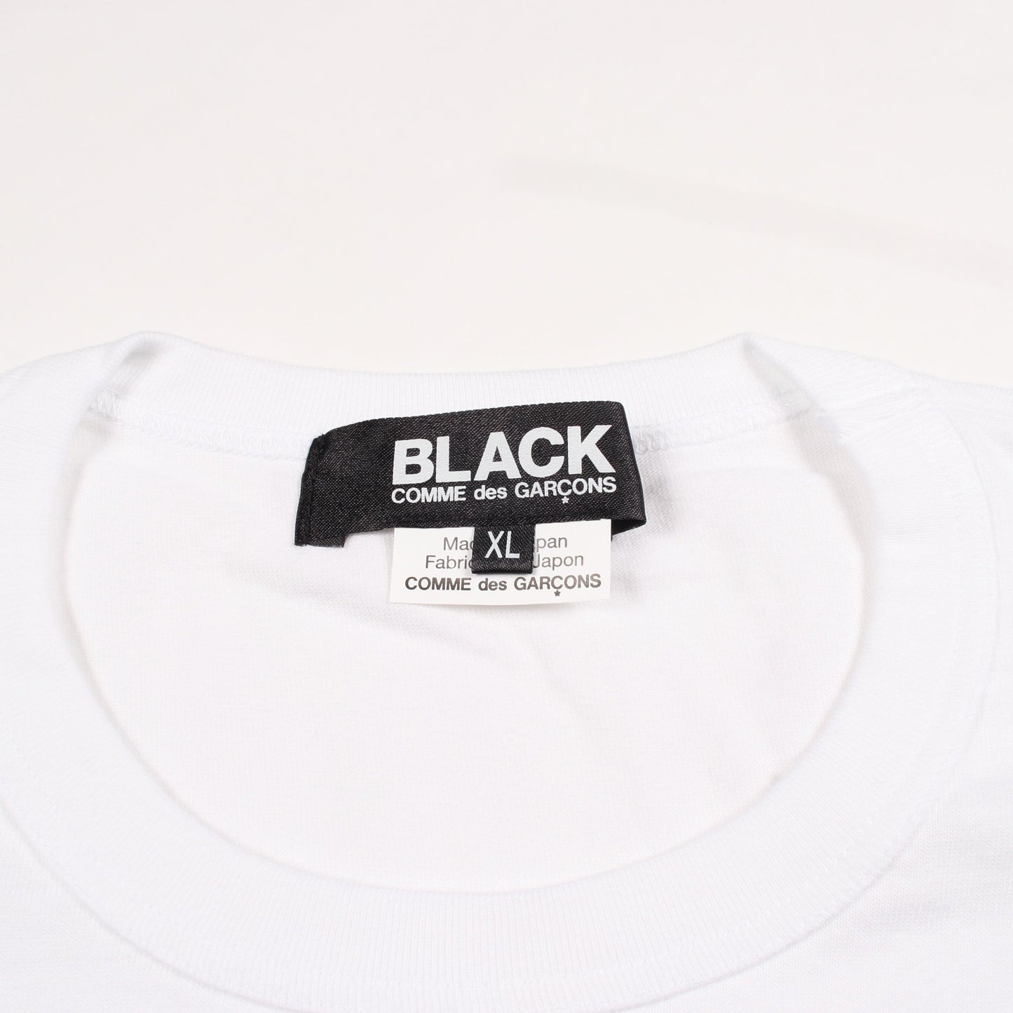 プリント クルーネック 半袖Tシャツ コットン ホワイト ブラック ブラックコムデギャルソン トップス BLACK COMME des GARCONS