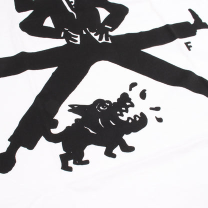 プリント クルーネック 半袖Tシャツ コットン ホワイト ブラック ブラックコムデギャルソン トップス BLACK COMME des GARCONS