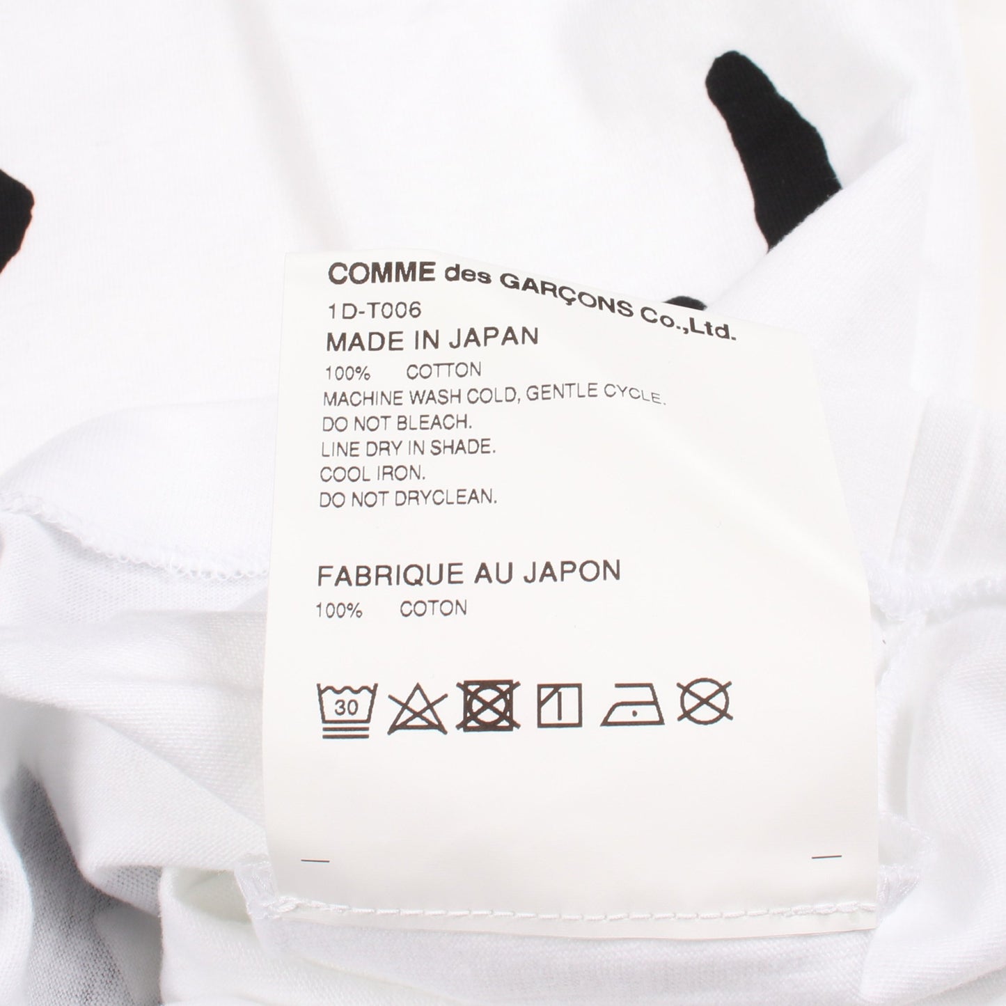 プリント クルーネック 半袖Tシャツ コットン ホワイト ブラック ブラックコムデギャルソン トップス BLACK COMME des GARCONS