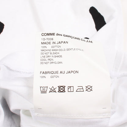 プリント クルーネック 半袖Tシャツ コットン ホワイト ブラック ブラックコムデギャルソン トップス BLACK COMME des GARCONS