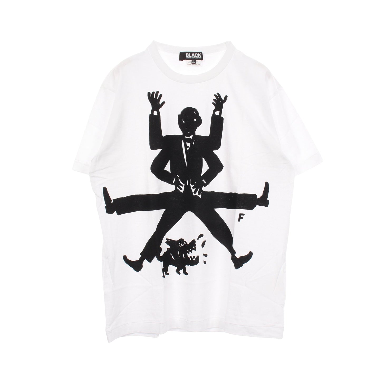 プリント クルーネック 半袖Tシャツ コットン ホワイト ブラック ブラックコムデギャルソン トップス BLACK COMME des GARCONS