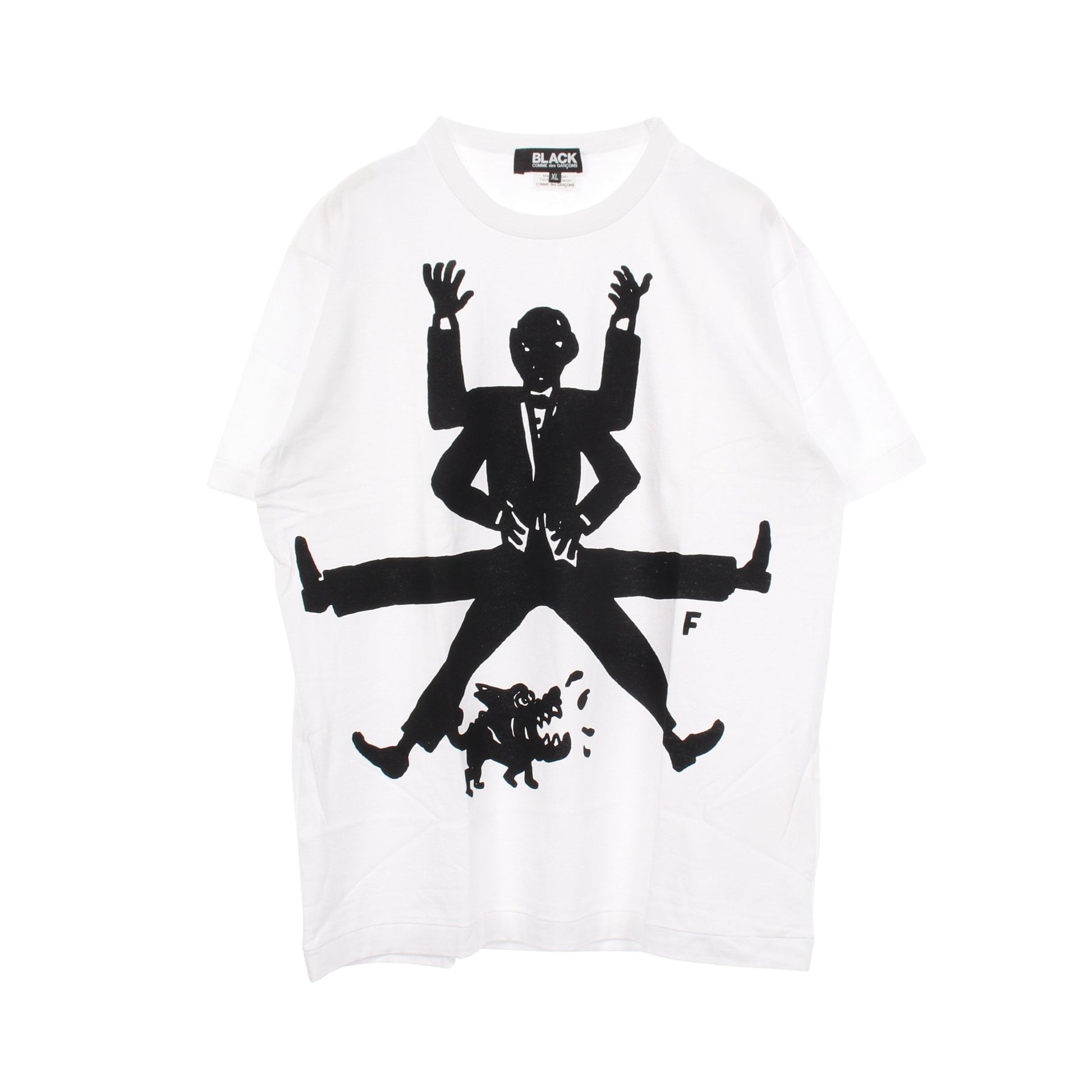 プリント クルーネック 半袖Tシャツ コットン ホワイト ブラック ブラックコムデギャルソン トップス BLACK COMME des GARCONS
