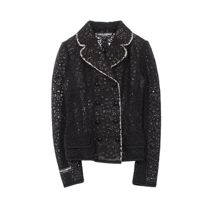 総レース ジャケット ウール ブラック ドルチェアンドガッバーナ アウター DOLCE&GABBANA
