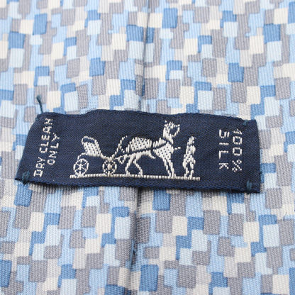 総柄 ネクタイ シルク ライトブルー マルチカラー エルメス 財布・小物 HERMES