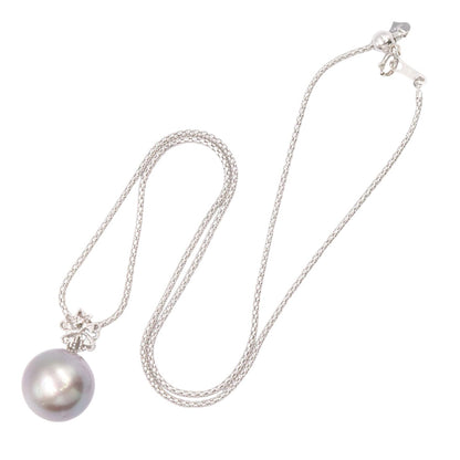 ブラックパール ダイヤモンド ネックレス ネックレス K18WG ブラックパール ダイヤモンド ホワイトゴールド グレー クリア ノーブランドジュエリー