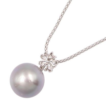 ブラックパール ダイヤモンド ネックレス ネックレス K18WG ブラックパール ダイヤモンド ホワイトゴールド グレー クリア ノーブランドジュエリー