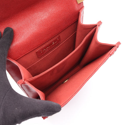 ボーイシャネル マトラッセ チェーンショルダーバッグ キャビアスキン レッド ゴールド金具 シャネル バッグ CHANEL